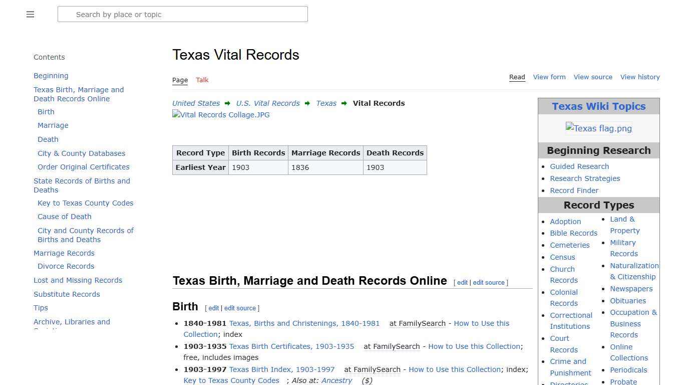 Texas Vital Records • FamilySearch