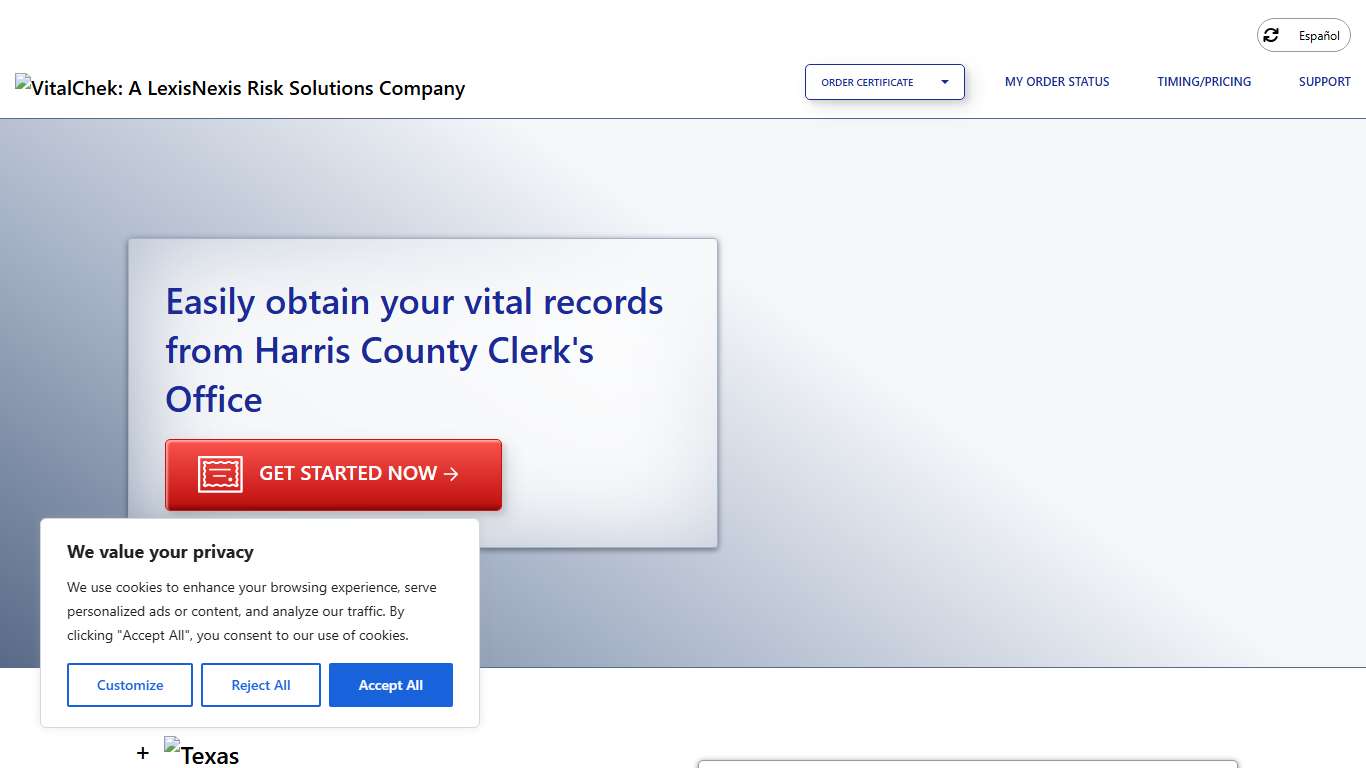 Harris County Clerk's Office (TX) Order Certificates - VitalChek